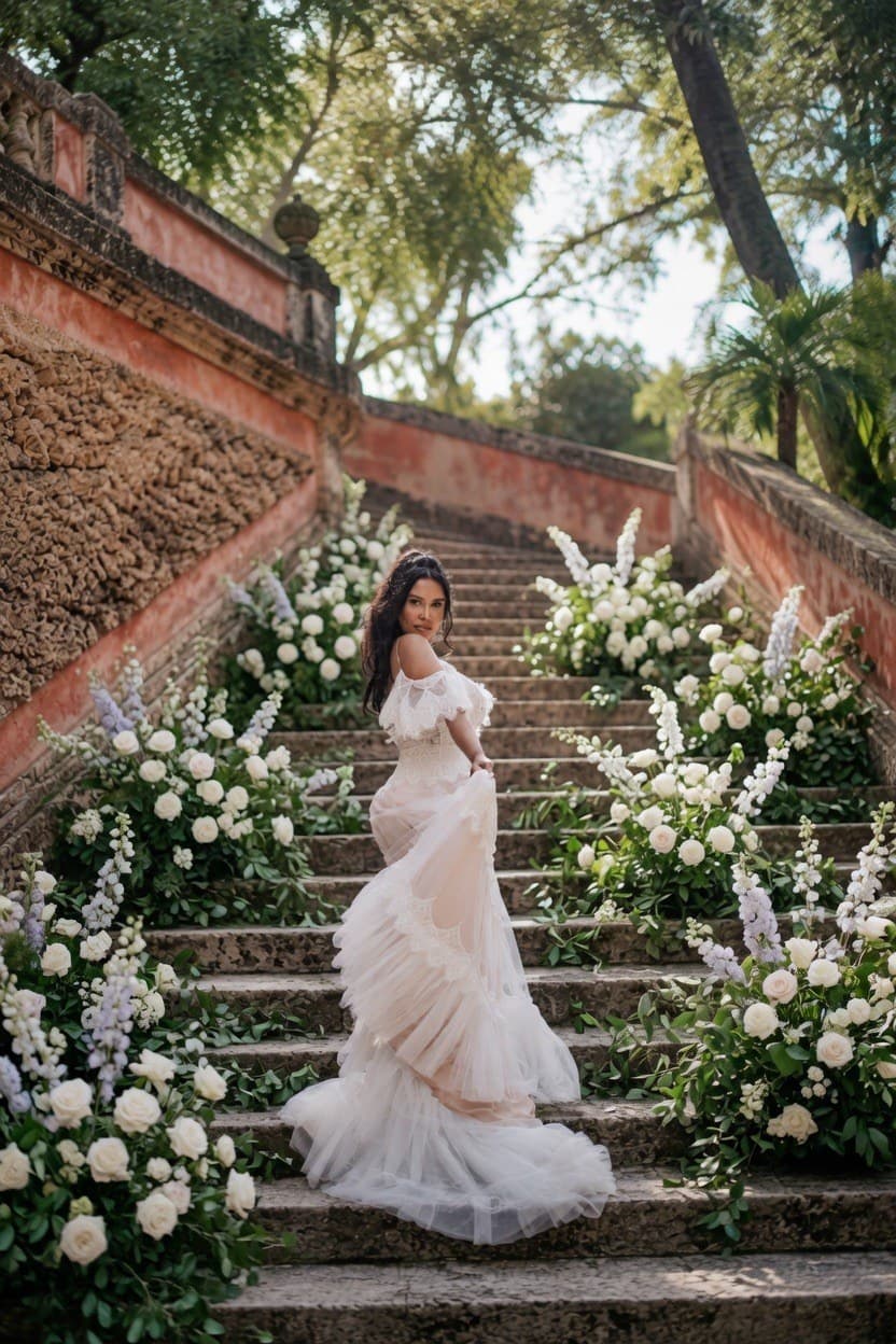 Grand Garden Staircase — Day Dream Affairs ceremony florals