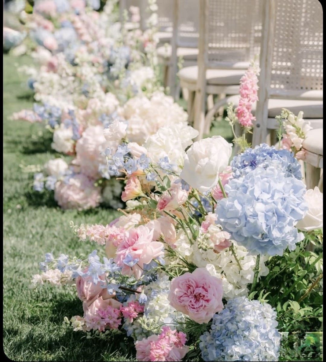 Pastel Aisle Meadow — Day Dream Affairs ceremony florals