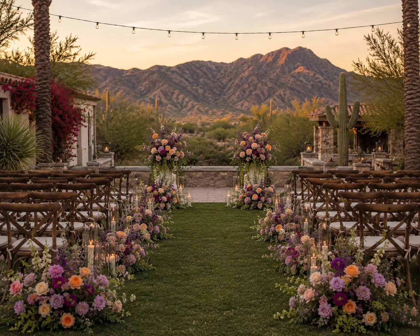 Desert Sunset Ceremony — Day Dream Affairs wedding florals
